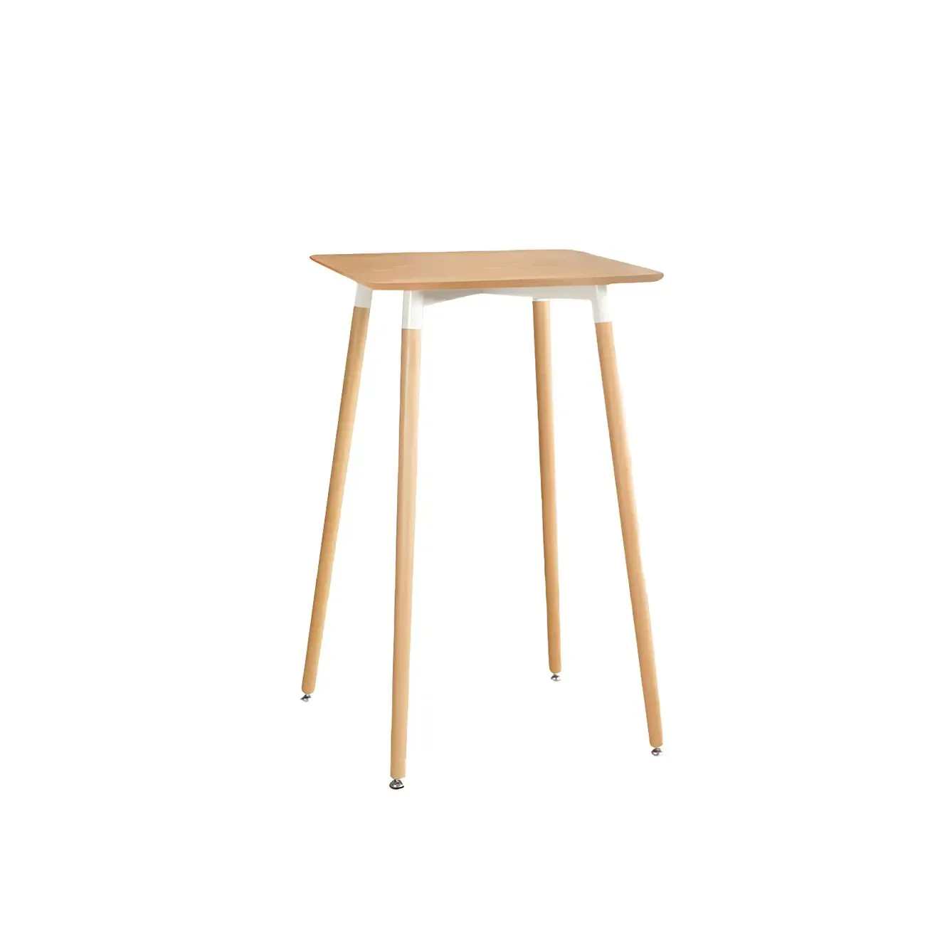 Wooden Natural Finish Square Small Bar Height Table Image - 16