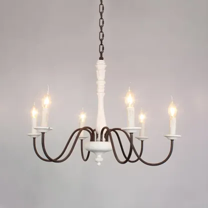 Traditional Adjustable 6-light Empire Wood Candelabra Chandelier Image - 15