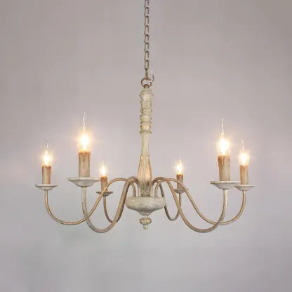 Traditional Adjustable 6-light Empire Wood Candelabra Chandelier Image - 16