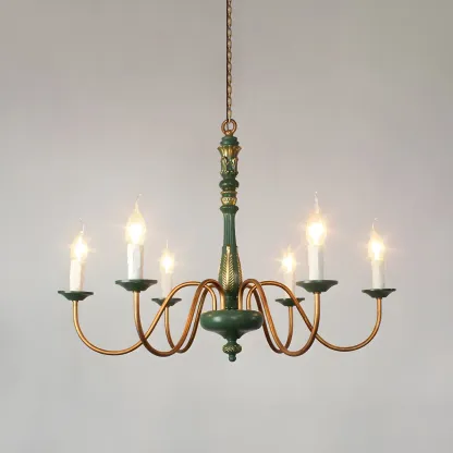 Traditional Adjustable 6-light Empire Wood Candelabra Chandelier Image - 17