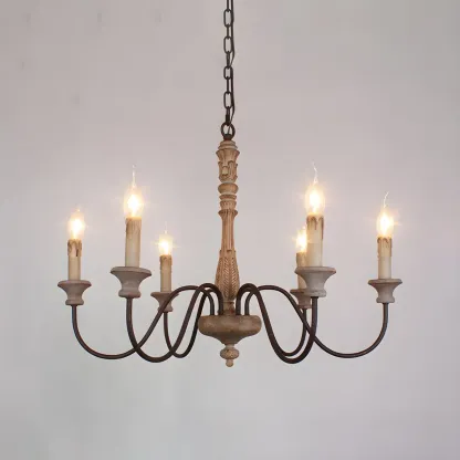 Traditional Adjustable 6-light Empire Wood Candelabra Chandelier Image - 18