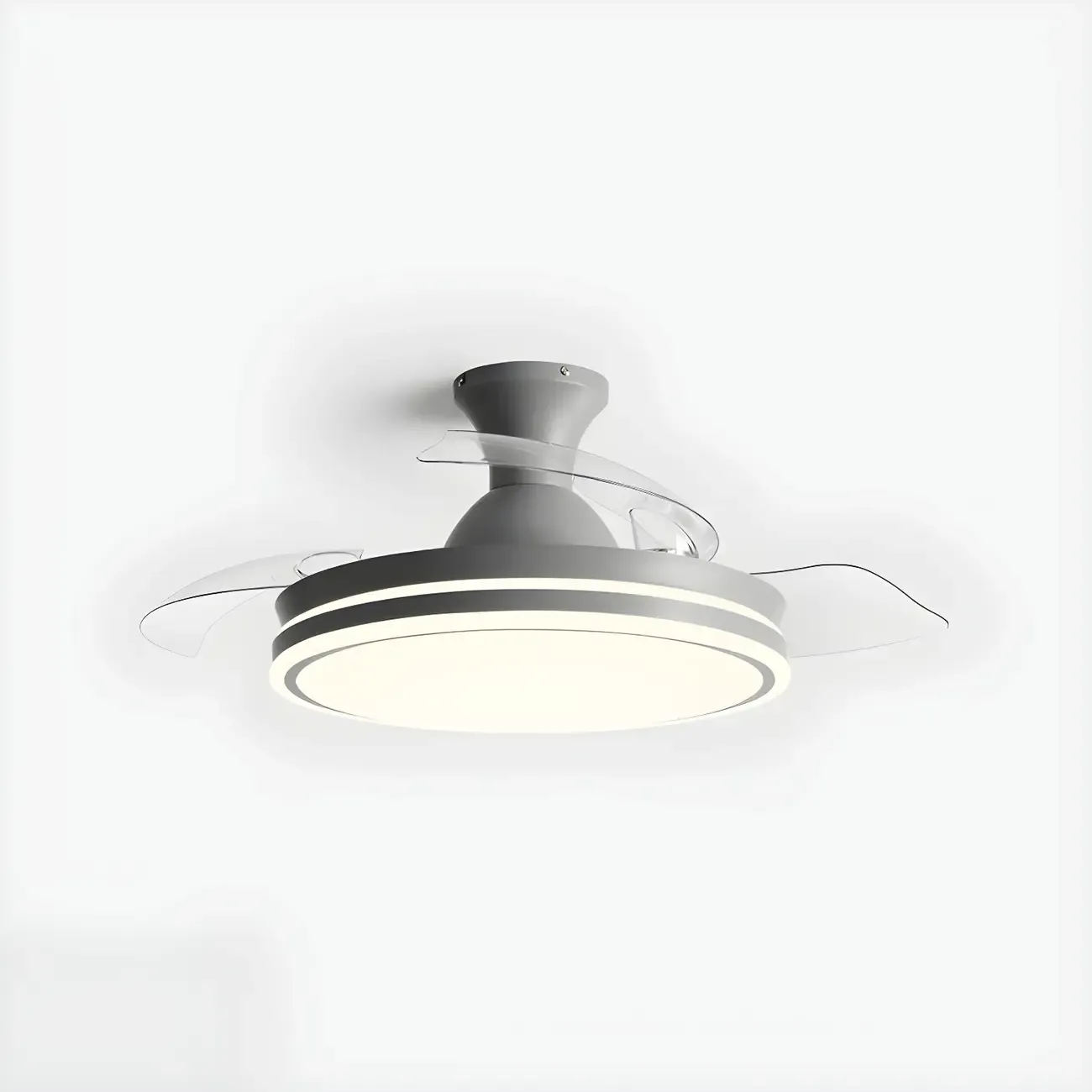 Round 3-Speed Flush Mount Ceiling Fan with Light for Bedroom