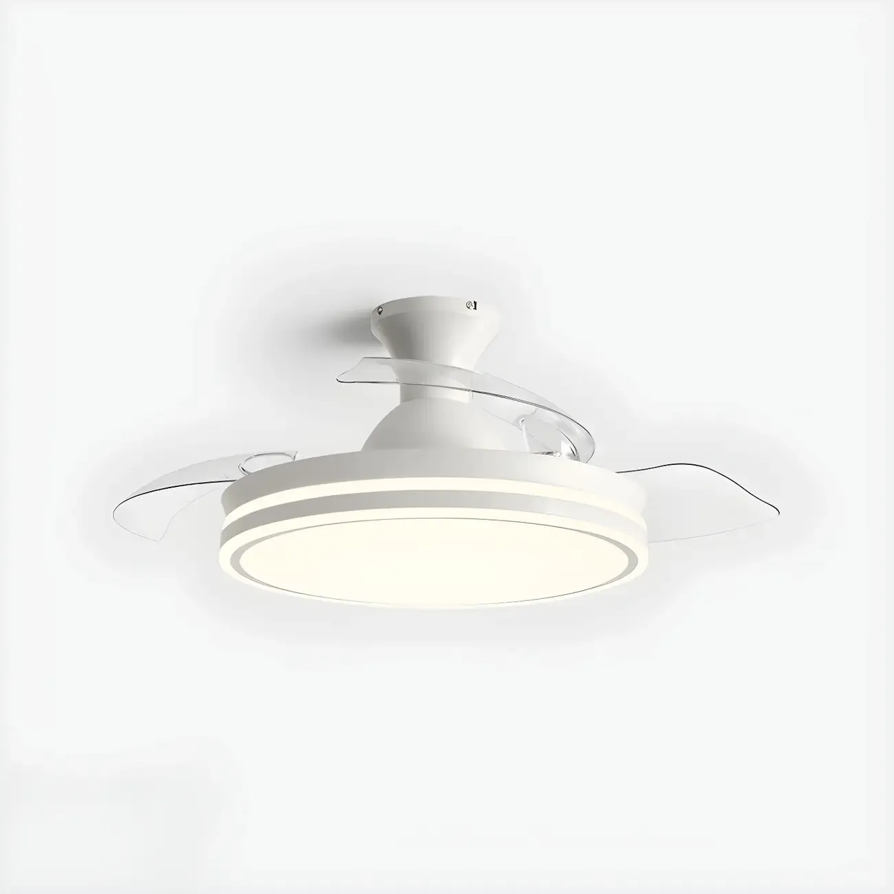 Round 3-Speed Flush Mount Ceiling Fan with Light for Bedroom