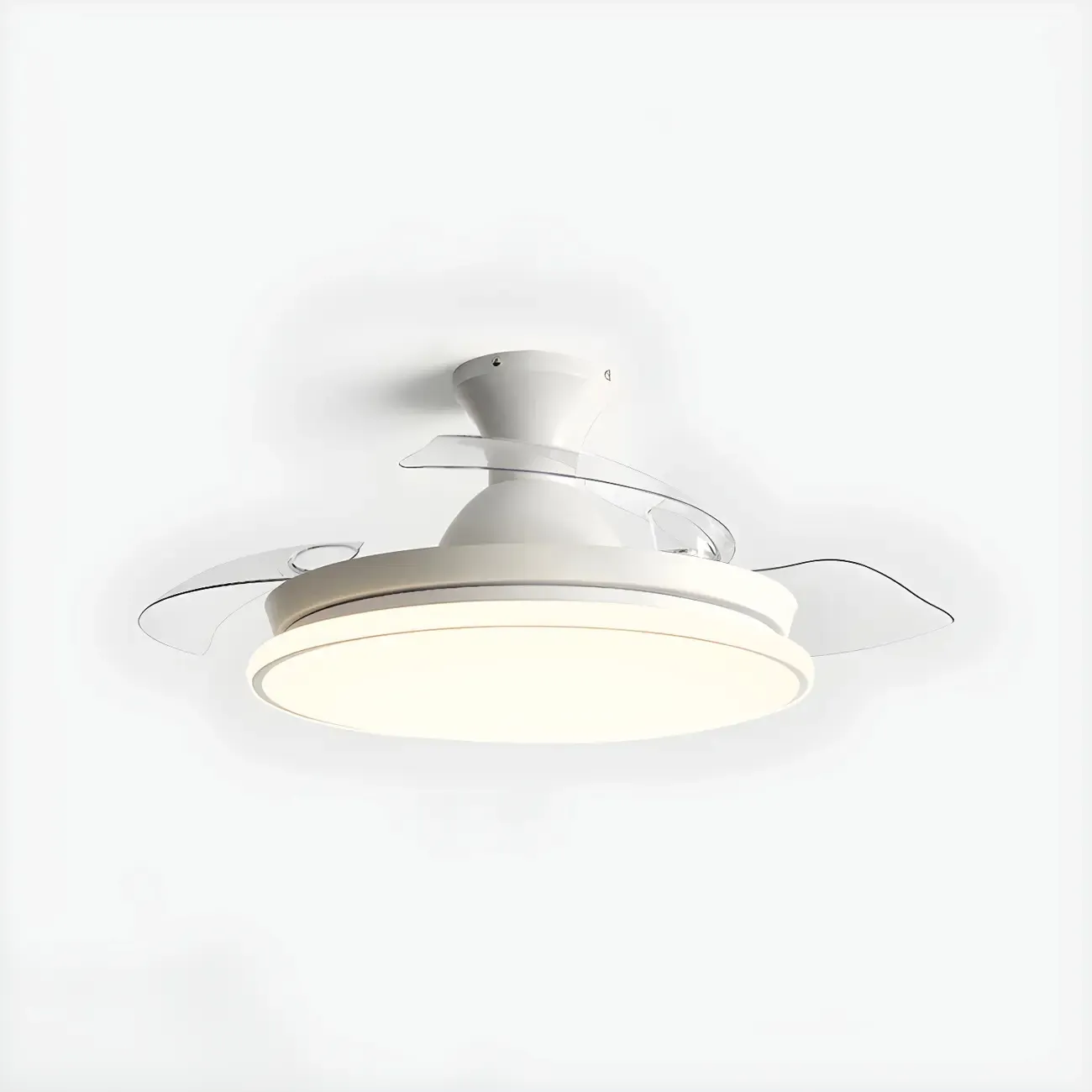 Round 3-Speed Flush Mount Ceiling Fan with Light for Bedroom