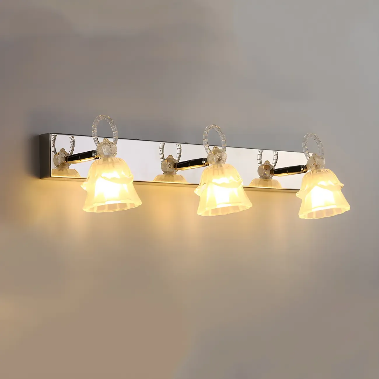 3-Light Modern Silver Glass Vanity Light for Bathroom - HomeyFad