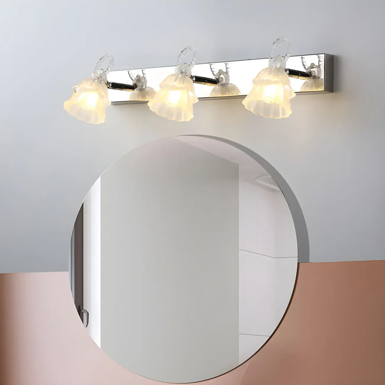 3-Light Modern Silver Glass Vanity Light for Bathroom