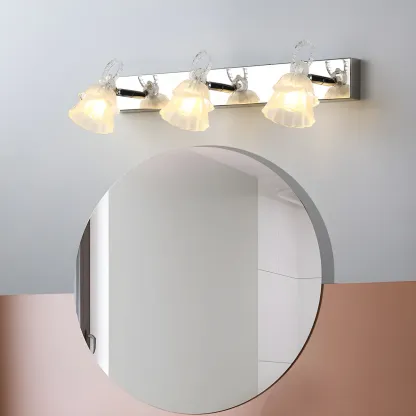 3-Light Modern Silver Glass Vanity Light for Bathroom