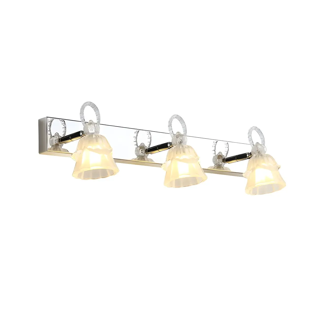 3-Light Modern Silver Glass Vanity Light for Bathroom