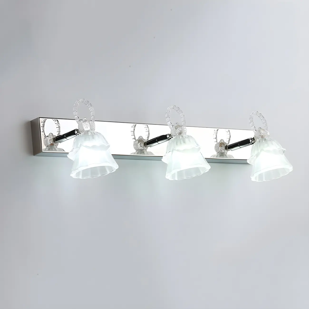 3-Light Modern Silver Glass Vanity Light for Bathroom | homeyfad