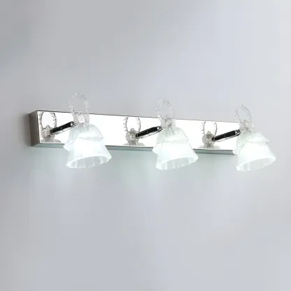 3-Light Modern Silver Glass Vanity Light for Bathroom