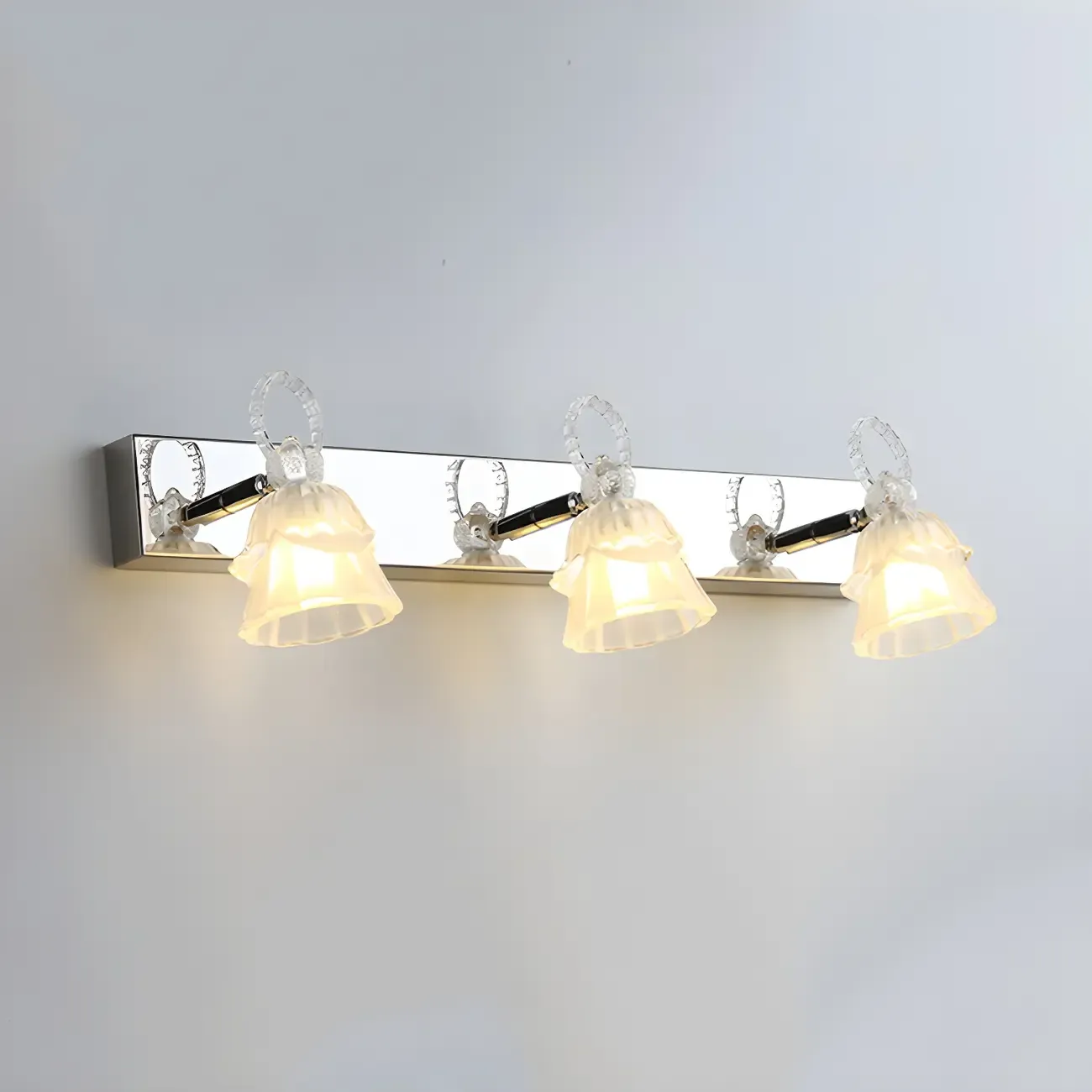 3-Light Modern Silver Glass Vanity Light for Bathroom