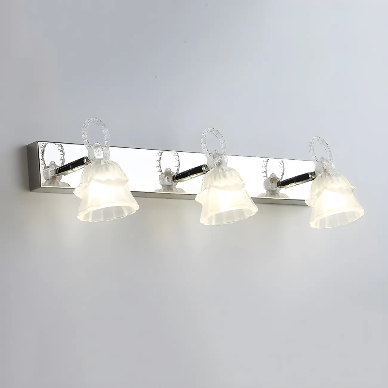 3-Light Modern Silver Glass Vanity Light for Bathroom | homeyfad