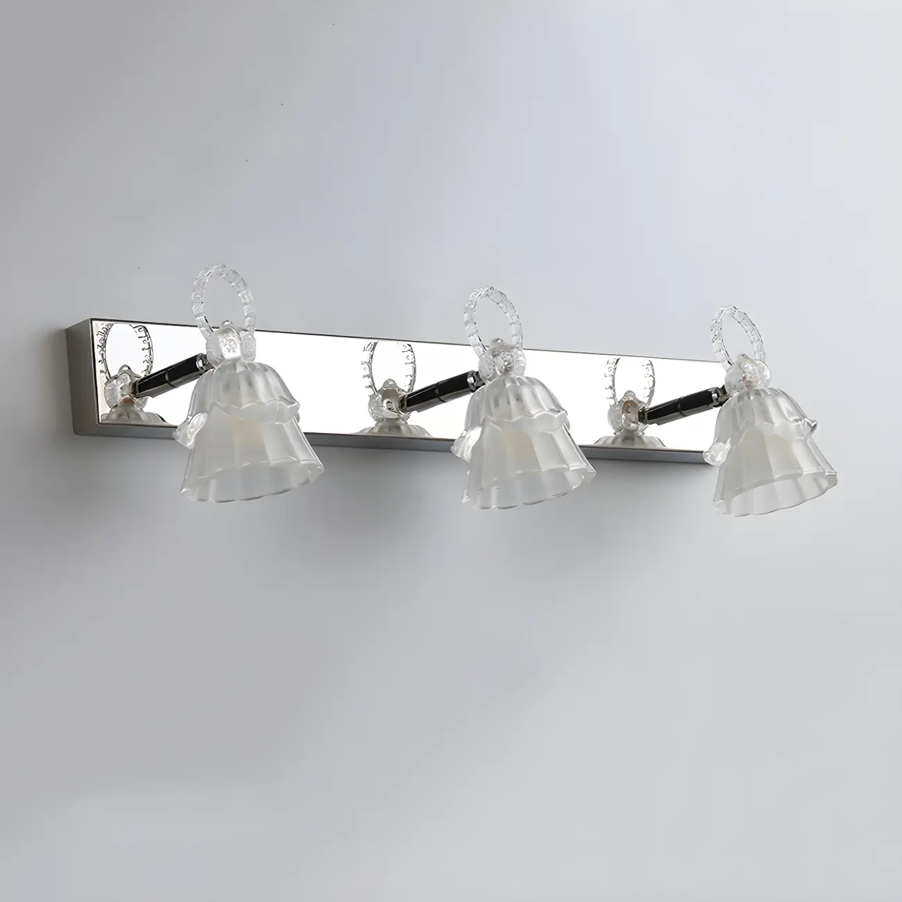 3-Light Modern Silver Glass Vanity Light for Bathroom | homeyfad