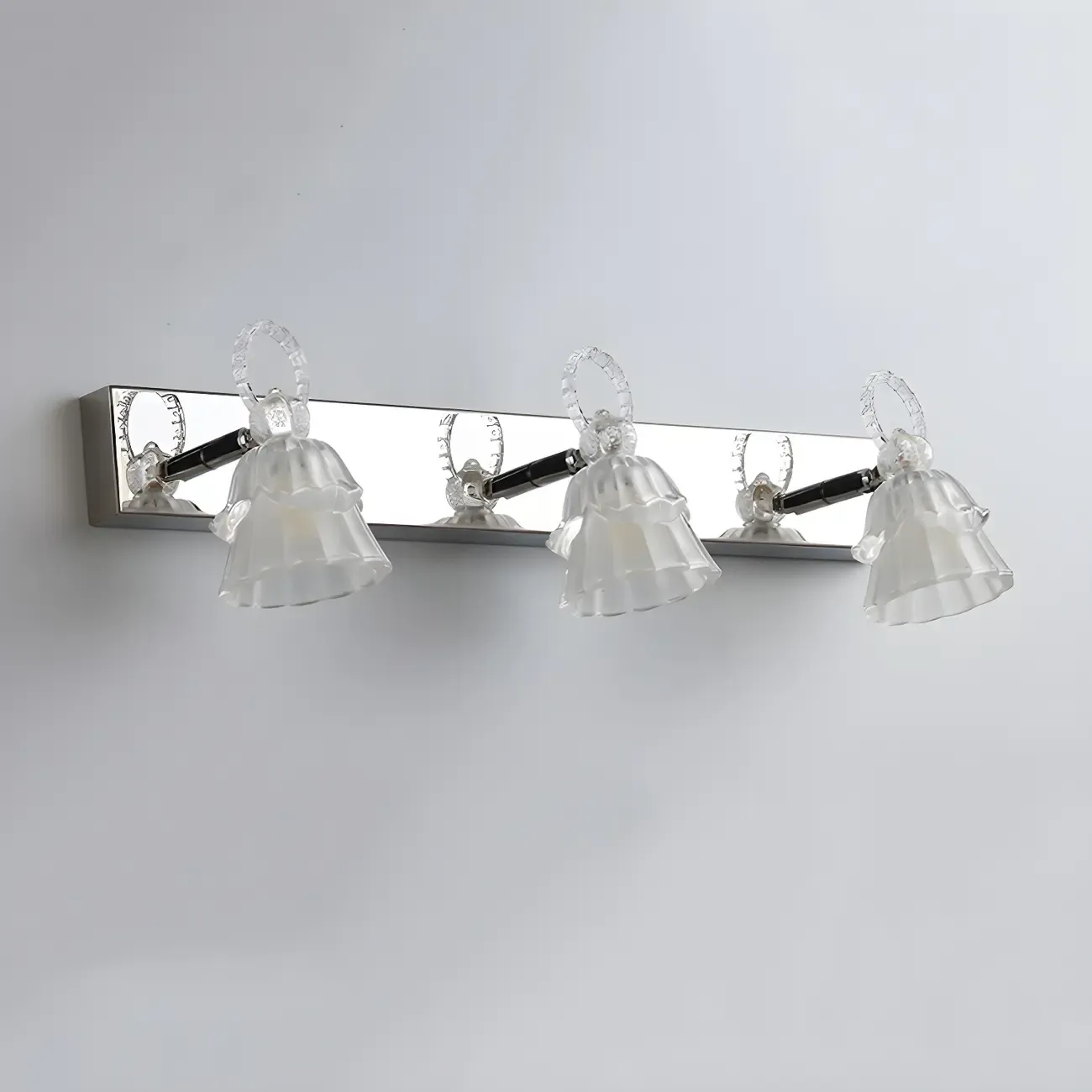 3-Light Modern Silver Glass Vanity Light for Bathroom