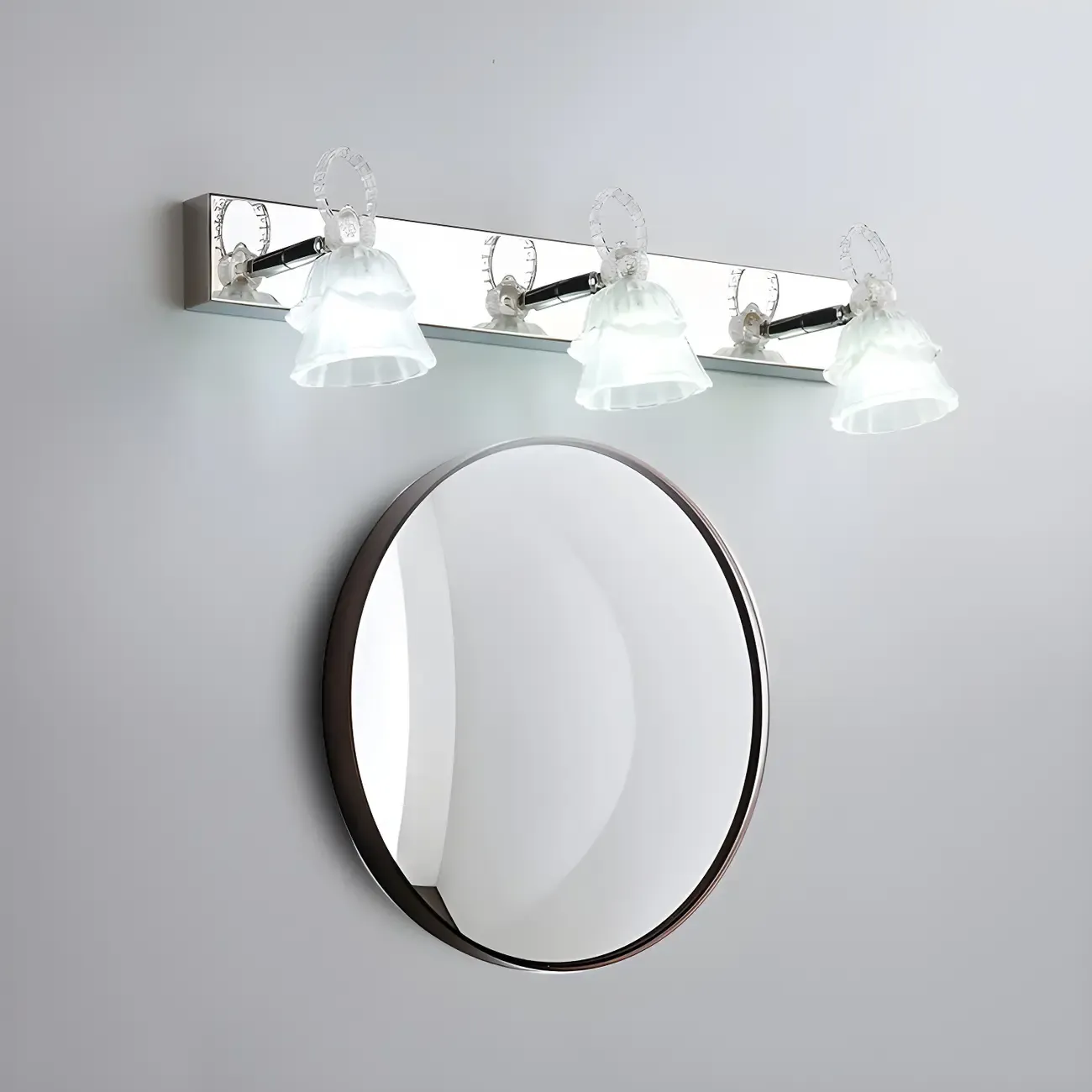 3-Light Modern Silver Glass Vanity Light for Bathroom