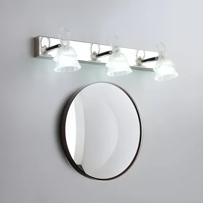 3-Light Modern Silver Glass Vanity Light for Bathroom