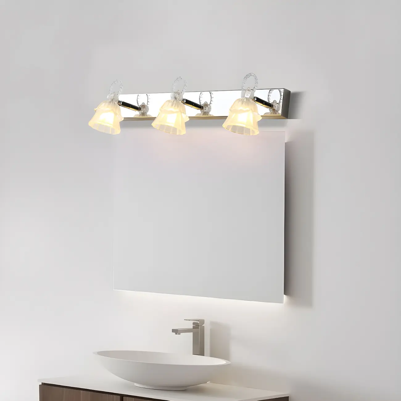 3-Light Modern Silver Glass Vanity Light for Bathroom | homeyfad