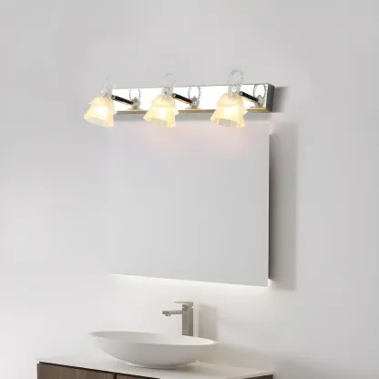 3-Light Modern Silver Glass Vanity Light for Bathroom