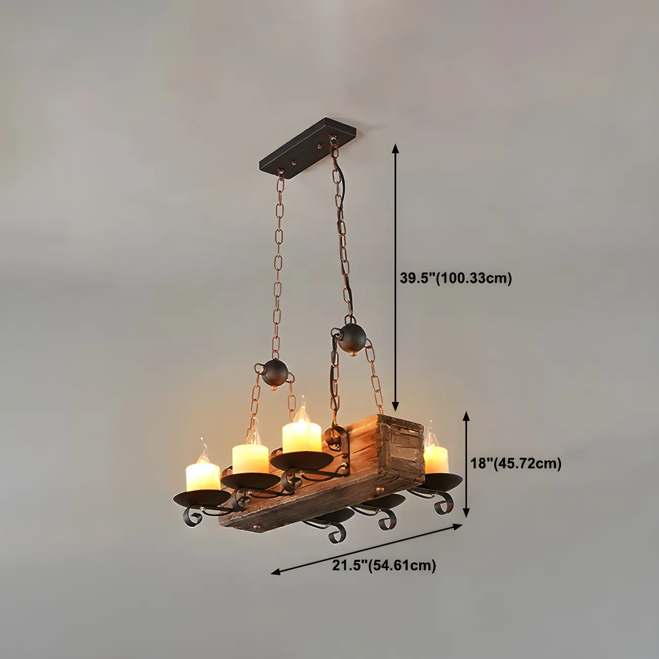 Industrial Rustic Wood Vintage Glass Rectangular Chandelier Image - 16 | homeyfad