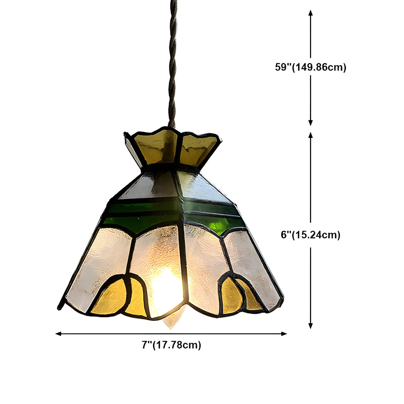 Floral Stained Glass Brass Pendant Light Adjustable Height #size | homeyfad