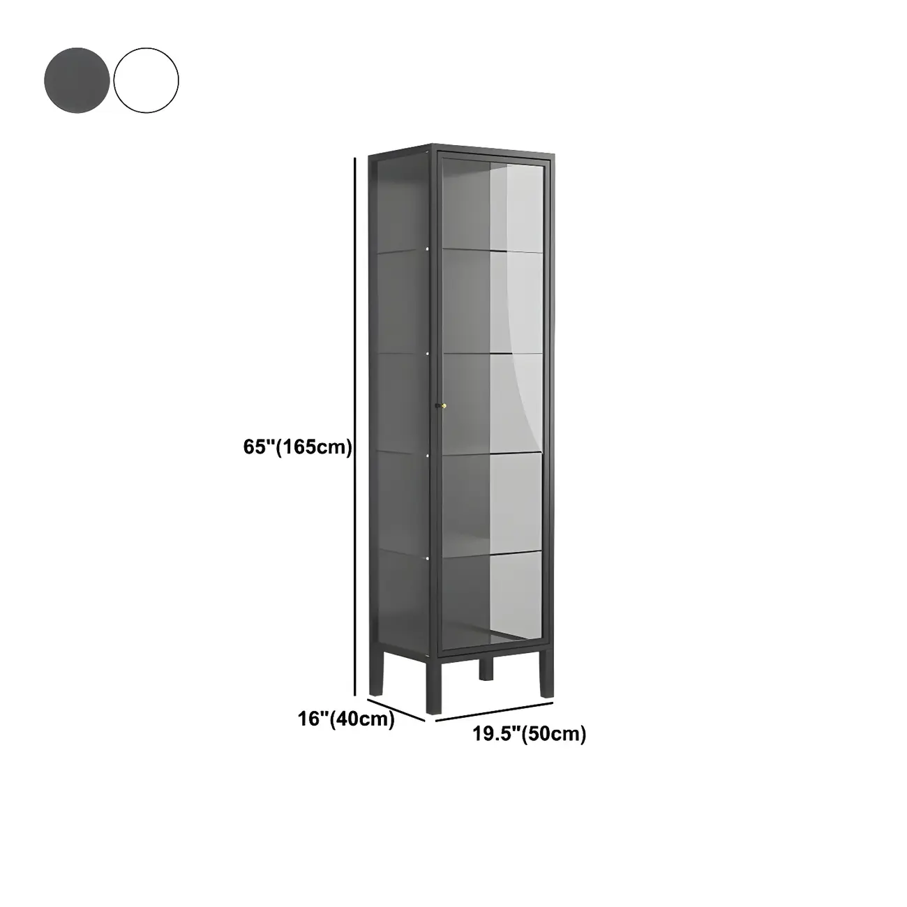 Elegant Metal Black Glass Door Curio Display Cabinet #size | homeyfad