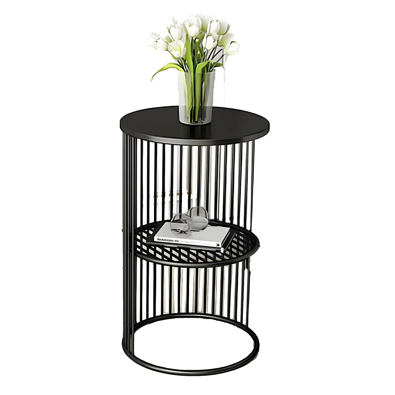 Round 2 Tiers Metal Frame Storage Side Tables Gold Image - 10 | homeyfad
