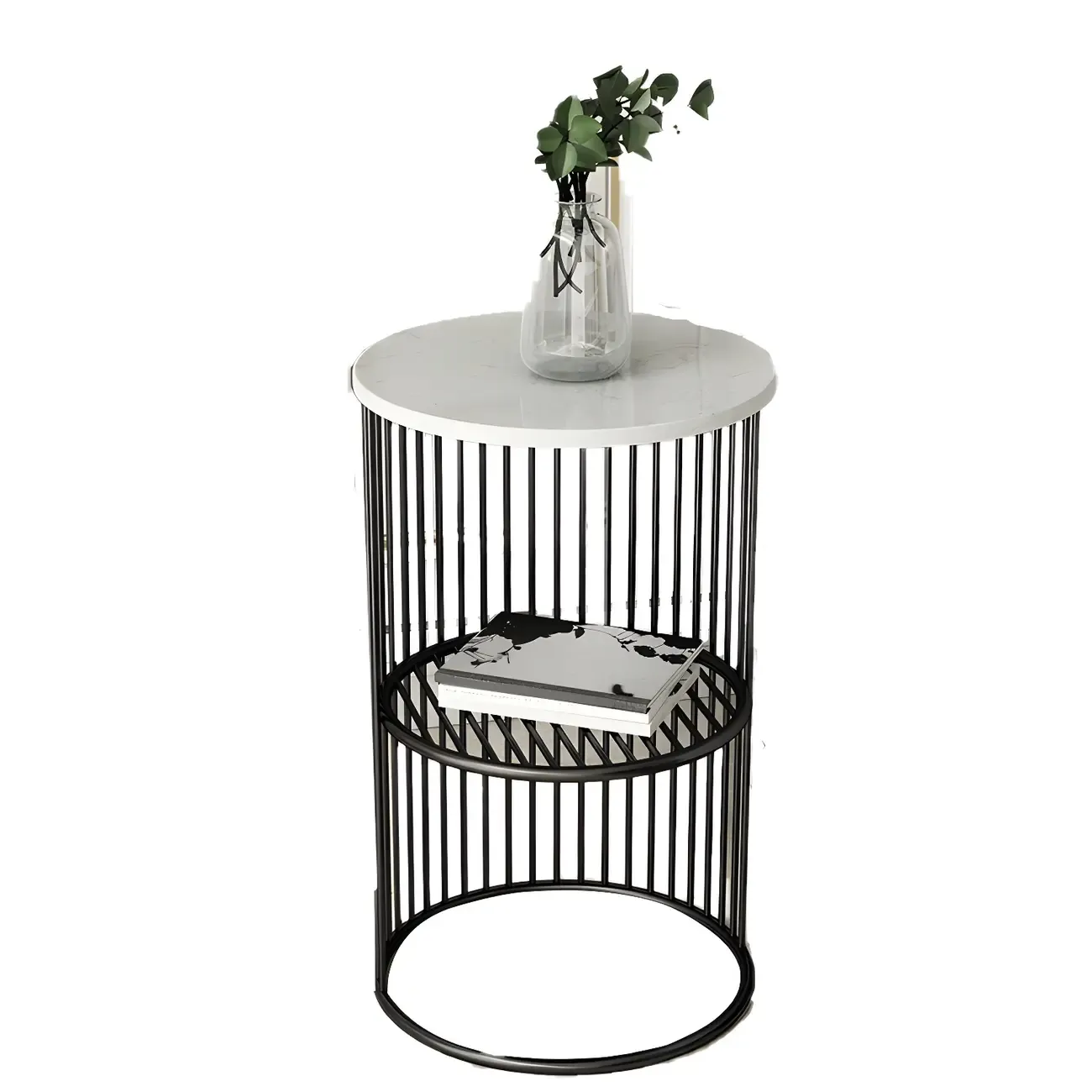 Round 2 Tiers Metal Frame Storage Side Tables Gold Image - 14