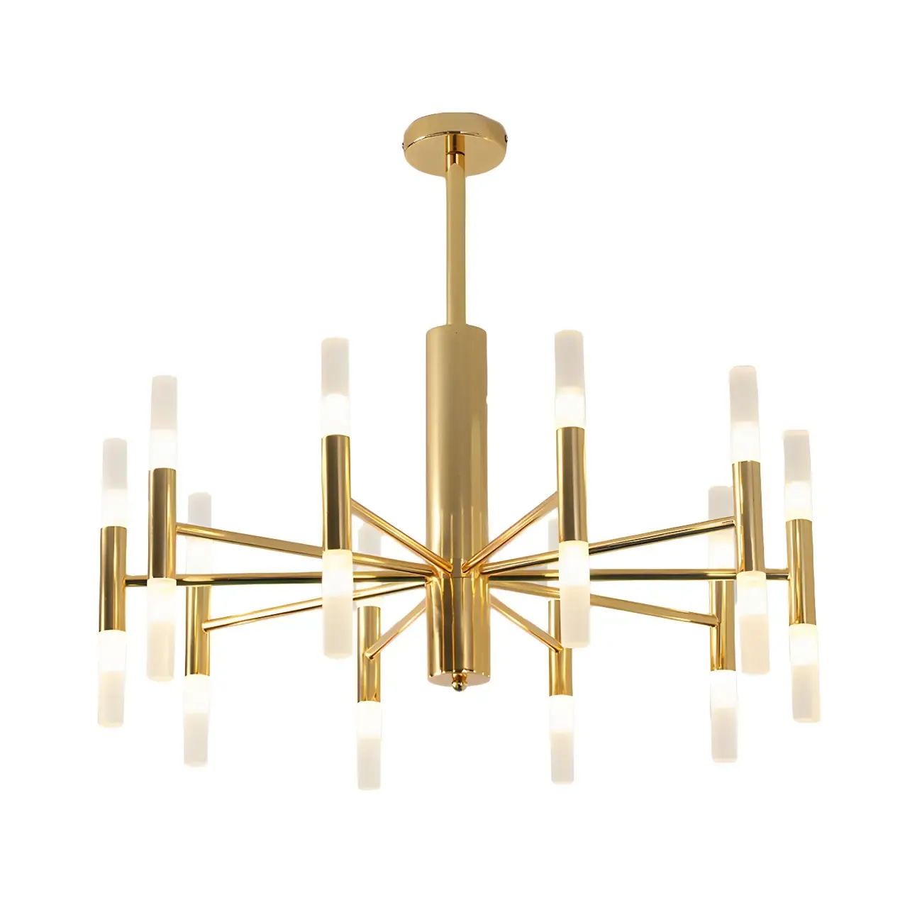 Elegant Tube-shaped Glass Shade Multi-light Chandelier Image - 4