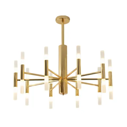 Elegant Tube-shaped Glass Shade Multi-light Chandelier Image - 4