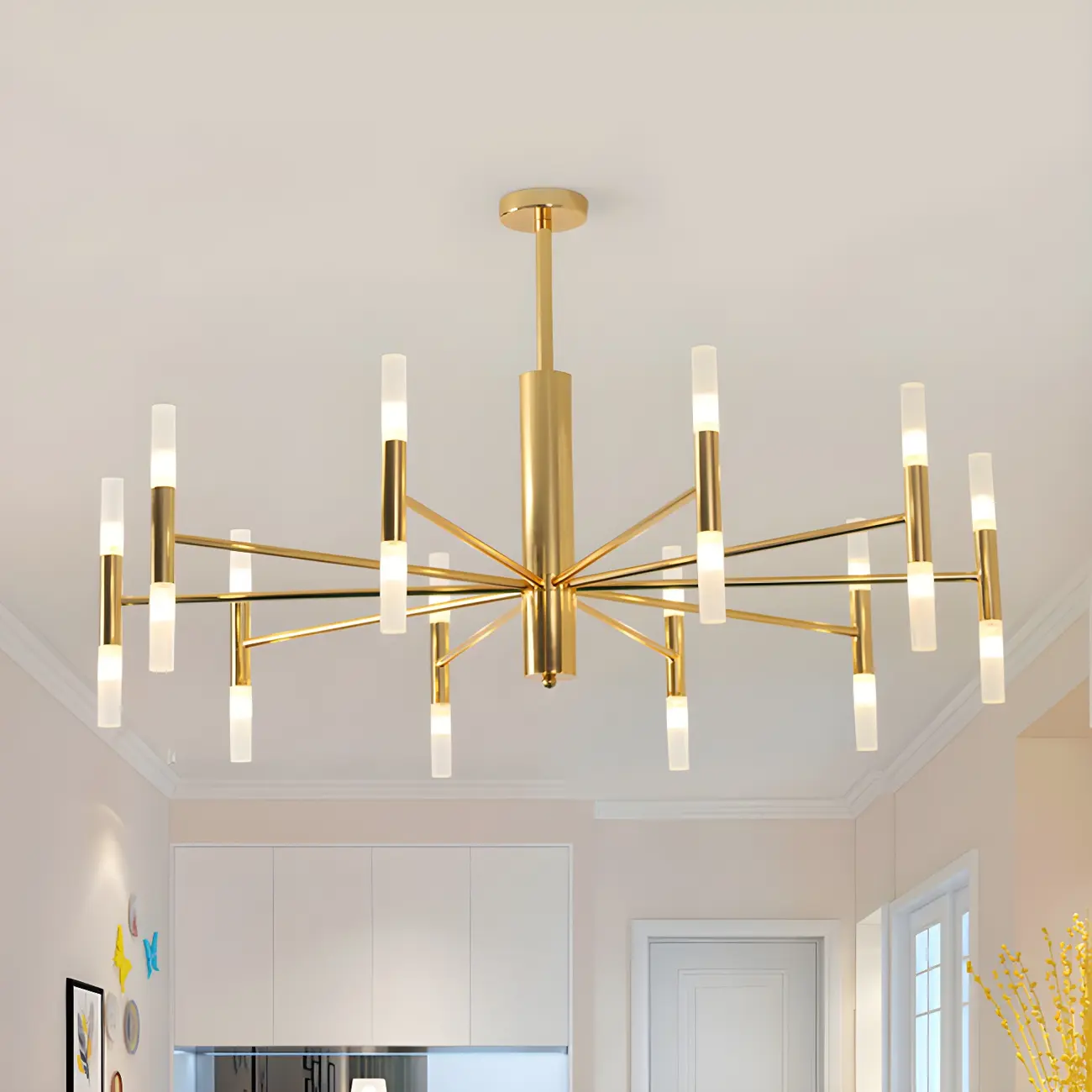 Elegant Tube-shaped Glass Shade Multi-light Chandelier Image - 6 | homeyfad