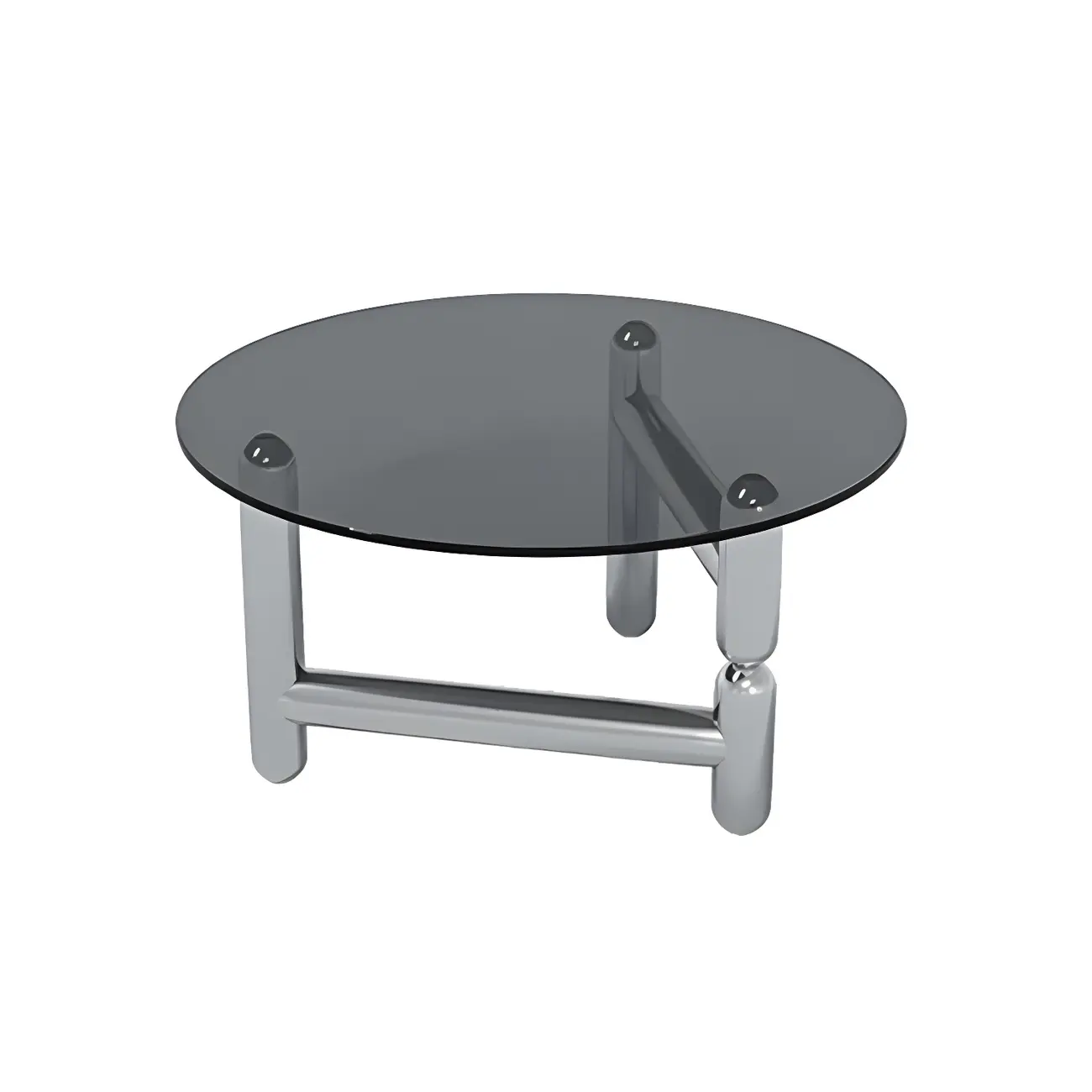 Round Glass Top Coffee Table with Stainless Steel Base Image - 5 | homeyfad