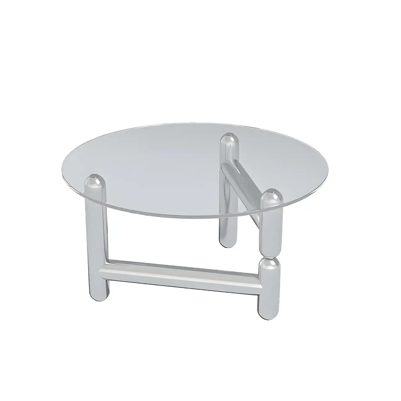 Round Glass Top Coffee Table with Stainless Steel Base Image - 6