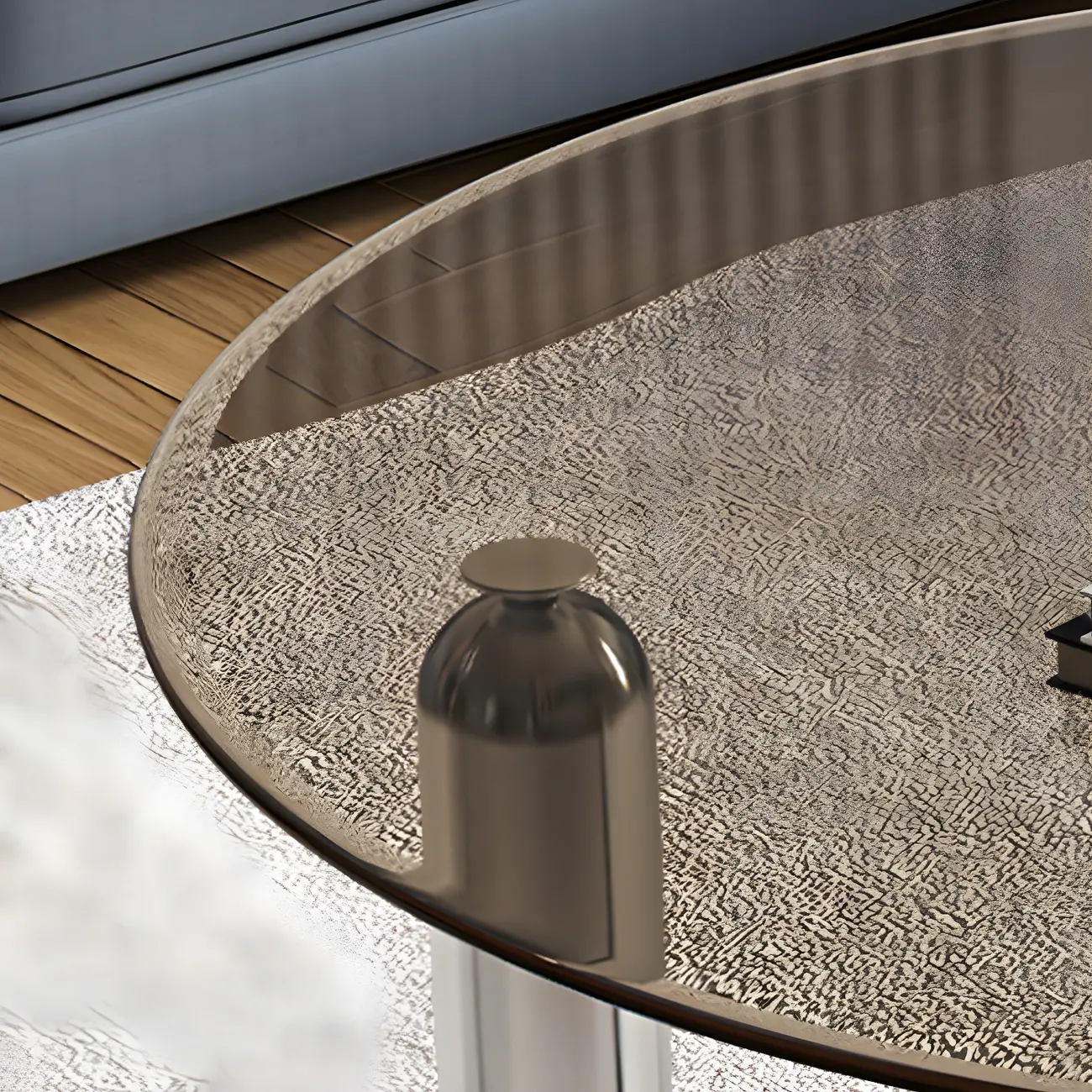 Round Glass Top Coffee Table with Stainless Steel Base Image - 7 | homeyfad