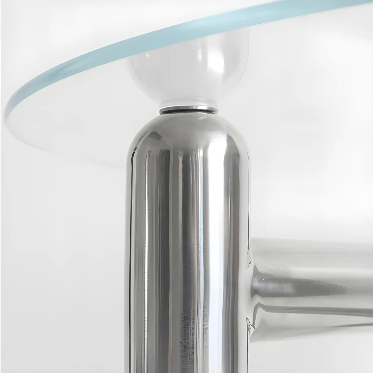 Round Glass Top Coffee Table with Stainless Steel Base Image - 8 | homeyfad