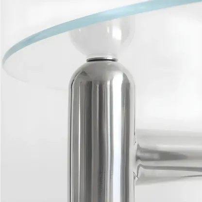 Round Glass Top Coffee Table with Stainless Steel Base Image - 8