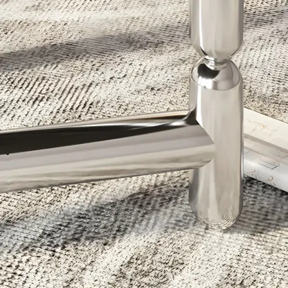 Round Glass Top Coffee Table with Stainless Steel Base Image - 9