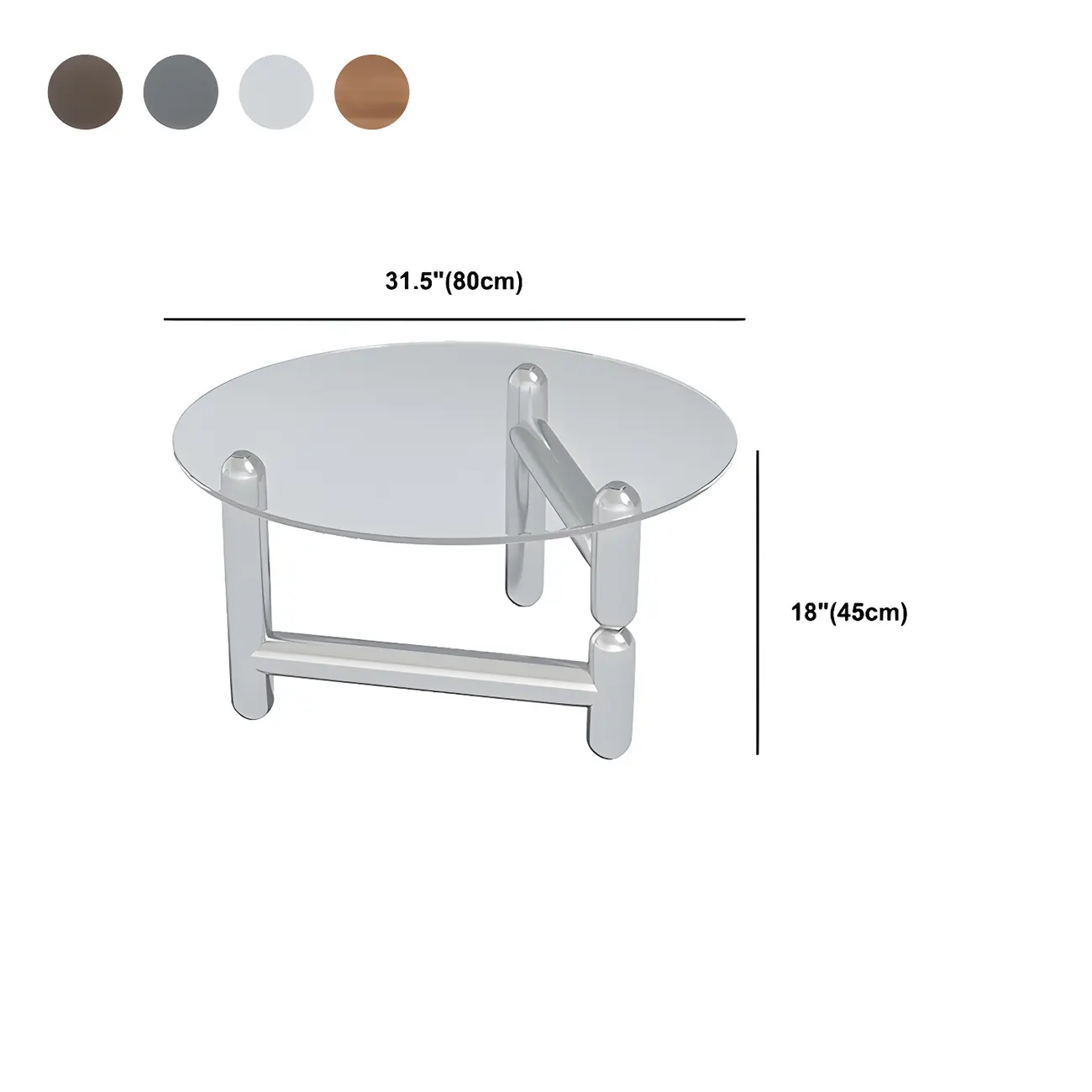 Round Glass Top Coffee Table with Stainless Steel Base Image - 13 | homeyfad