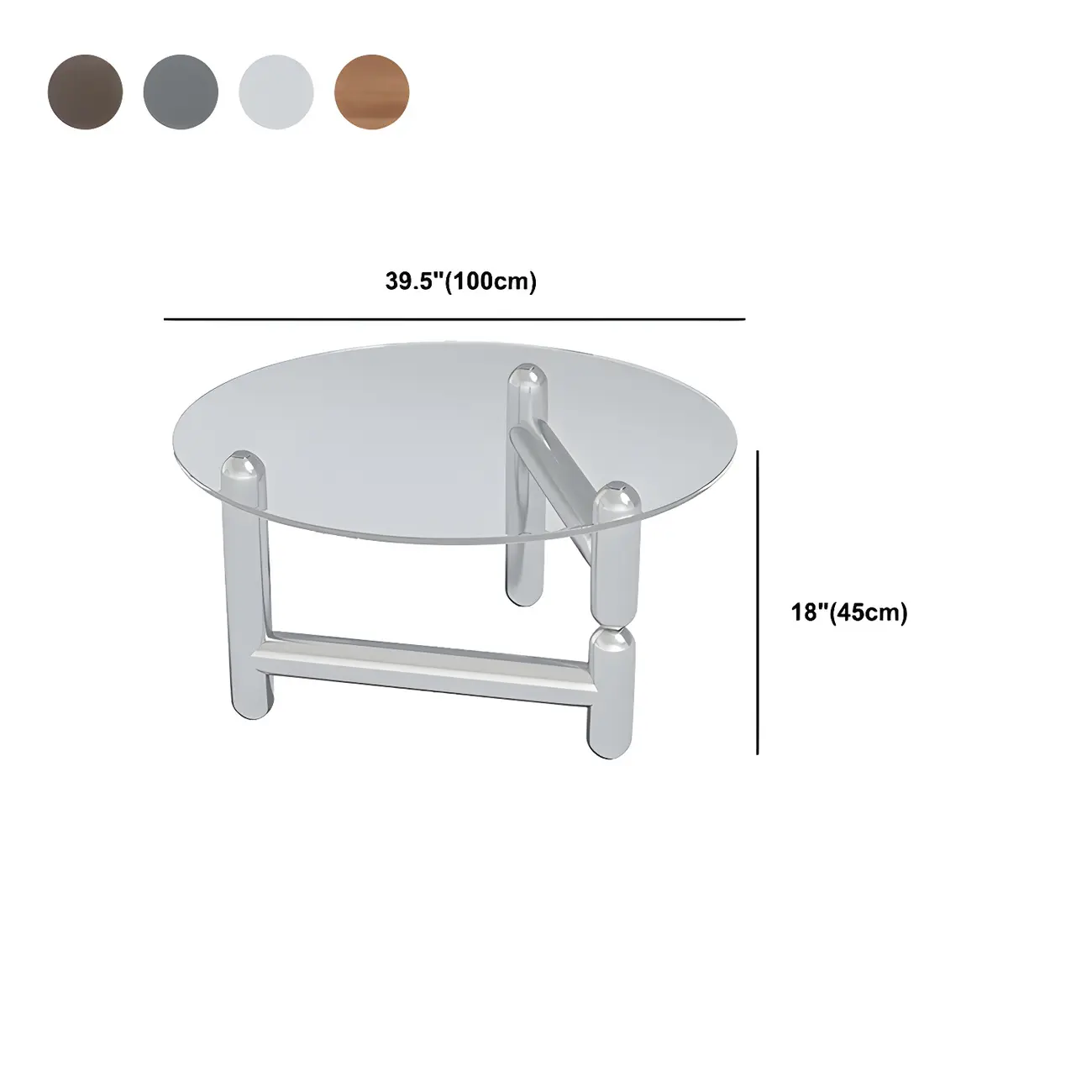Round Glass Top Coffee Table with Stainless Steel Base Image - 14 | homeyfad