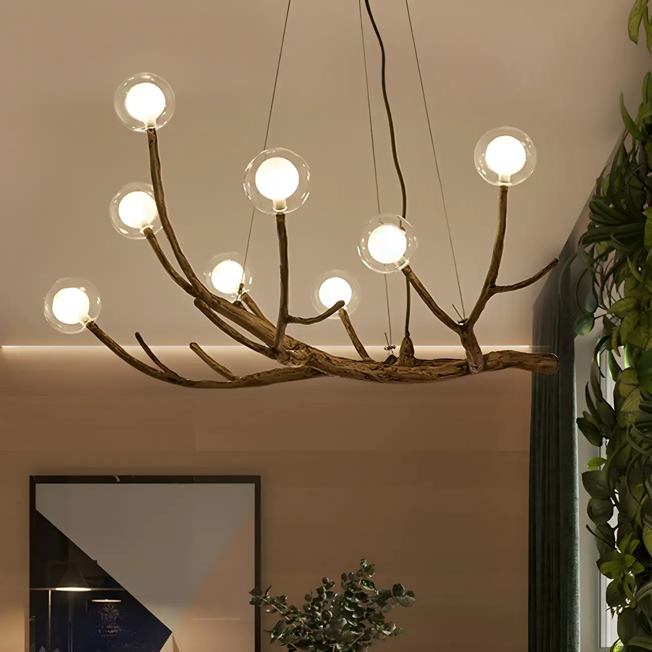 Rustic Modern Multi-Light Orb Up Branch Chandelier for Indoor  Image - 1