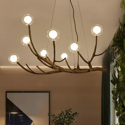 Rustic Modern Multi-Light Orb Up Branch Chandelier for Indoor  Image - 1