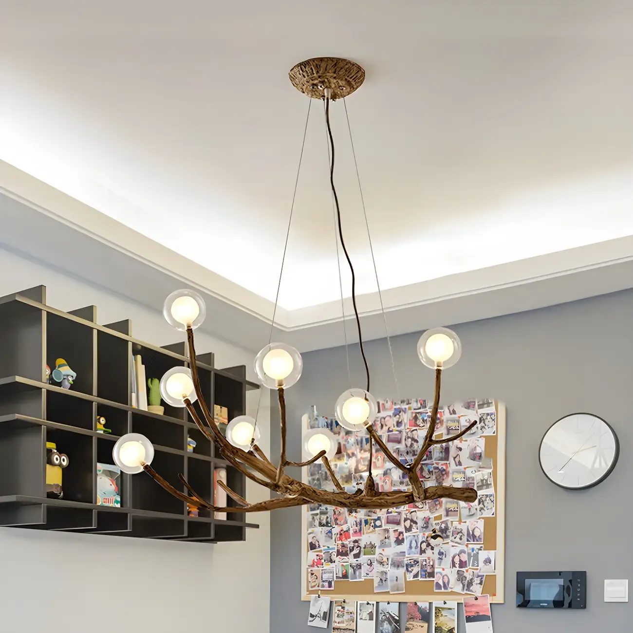 Rustic Modern Multi-Light Orb Up Branch Chandelier for Indoor  Image - 2