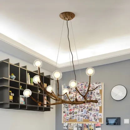 Rustic Modern Multi-Light Orb Up Branch Chandelier for Indoor  Image - 2