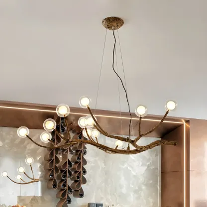 Rustic Modern Multi-Light Orb Up Branch Chandelier for Indoor  Image - 7