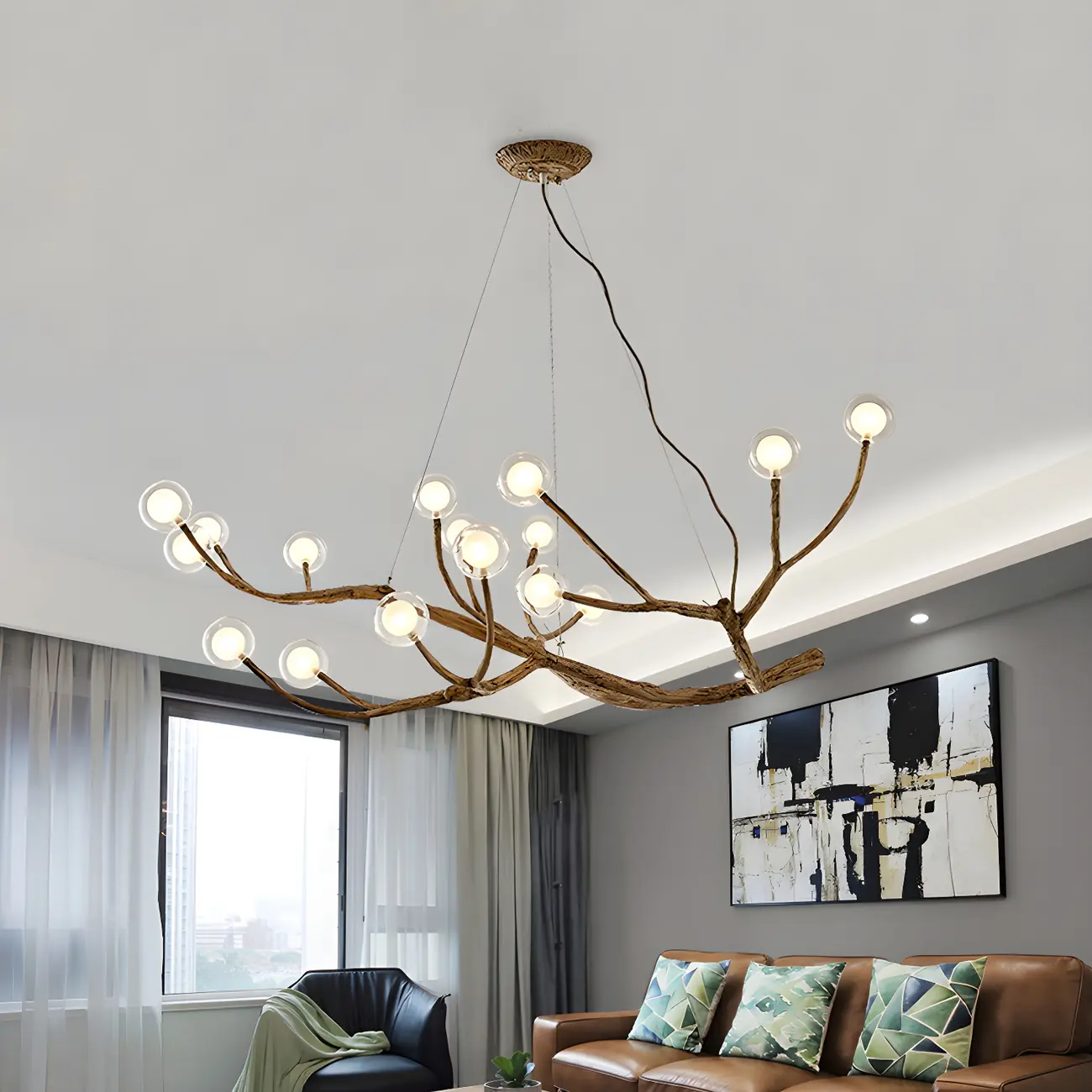 Rustic Modern Multi-Light Orb Up Branch Chandelier for Indoor  Image - 13 | homeyfad