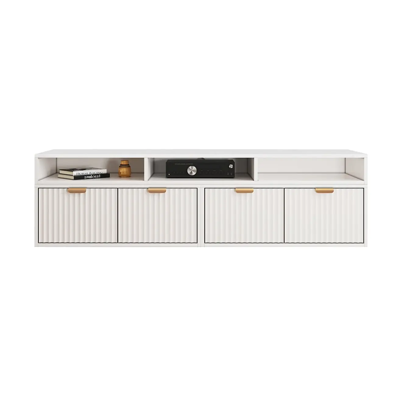 Modern White 2-Drawer Open Storage Corner TV Stand Image - 10 | homeyfad