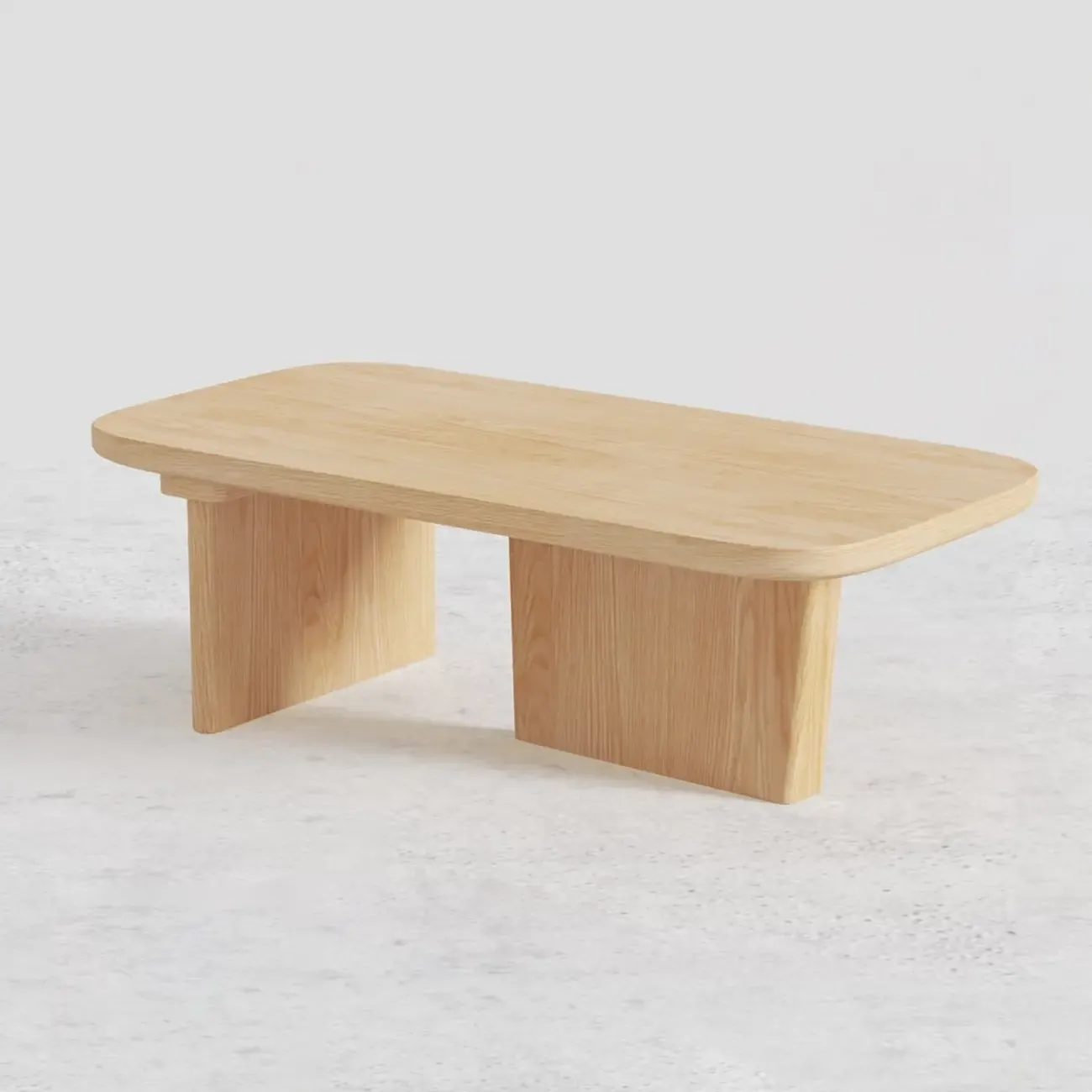 Japandi Rectangle Solid Wood Coffee Table in Natural Finish Image - 8