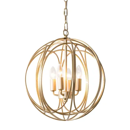 Gold Spherical Metal Frame Modern Industrial Candle Chandelier Image - 4