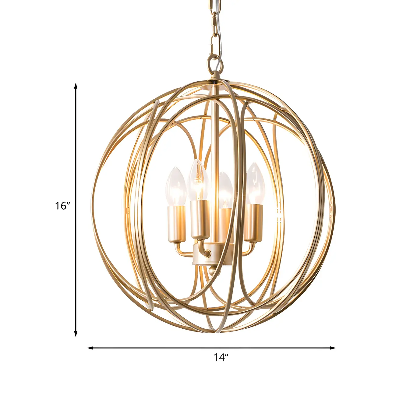 Gold Spherical Metal Frame Modern Industrial Candle Chandelier Image - 5 | homeyfad