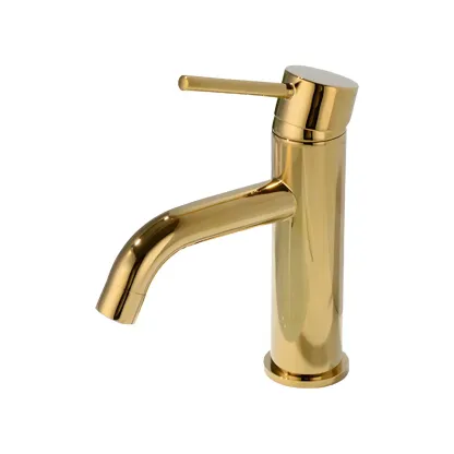 Luxurious Brushed Gold Bathroom Sink Faucet with Single Handle Image - 5