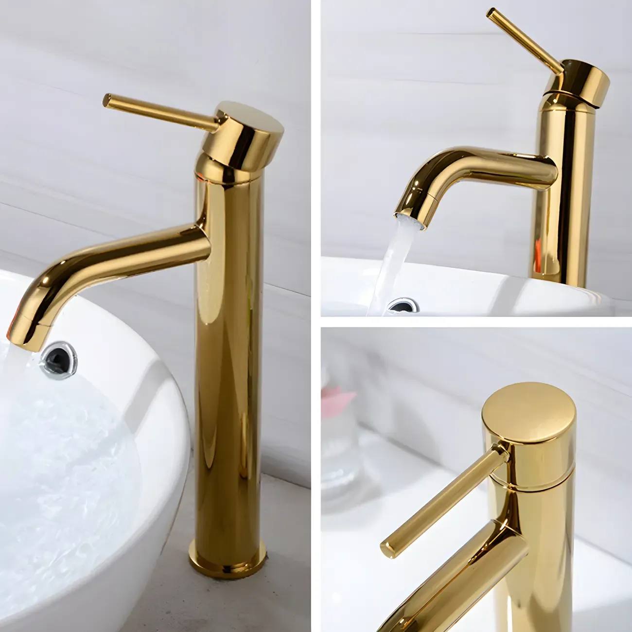 Luxurious Brushed Gold Bathroom Sink Faucet with Single Handle Image - 6
